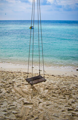 Maafushi Maldives - February 2022 : Beautiful turquoise waters on a hot sunny relaxing day. 