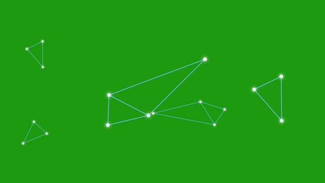 Connection lines motion graphics with dots, technology and communication system on green screen, chroma key