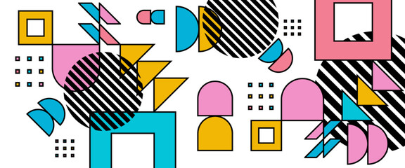 Colorful banner vector abstract flat geometric style background template. For web design, business presentation, website header, invitation background