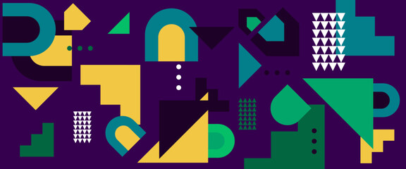 Colorful abstract banners with geometric flat vector design. For banner, background, business or technology presentation, web brochure cover layout, wallpaper
