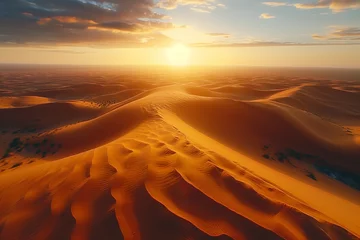 Outdoor-Kissen Golden Sunlight Over Desert Mountain Landscape with Majestic Sand Dunes, Scenic Beauty of Arid Wilderness, Nature's Harmony and Tranquility in Sandy Terrain © Rattanapon