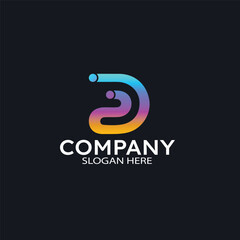 Fototapeta premium Letter D for technology ,tech ,Digital Modern Logo design