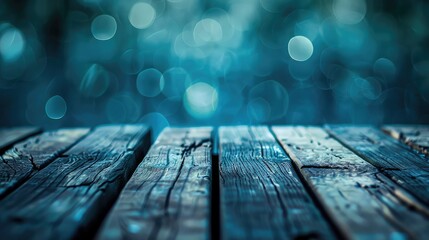 a bokeh and wood background, cool colors  
