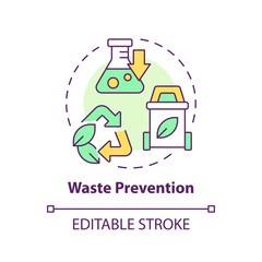 Waste prevention multi color concept icon. Ecological damage, environmental impact. Pollution reduce. Round shape line illustration. Abstract idea. Graphic design. Easy to use presentation, article