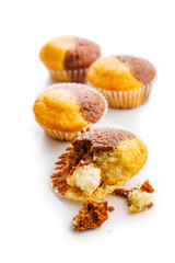 Close Up of a Muffins isolated on white background.