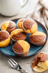 Close Up of a Muffins on plate on kitchen table