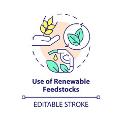 Renewable feedstocks use multi color concept icon. Sustainable resources. Regenerative materials. Round shape line illustration. Abstract idea. Graphic design. Easy to use presentation, article
