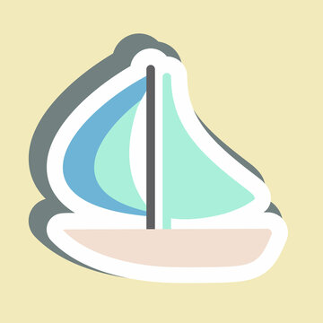 Sticker Boat - Simple illustration,Editable stroke