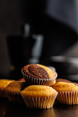 Close Up of a Muffins on black table.