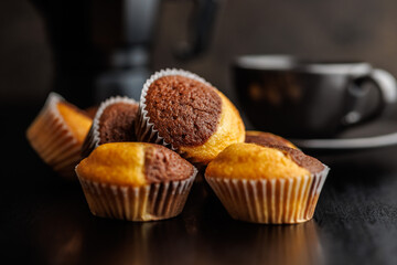 Close Up of a Muffins on black table.