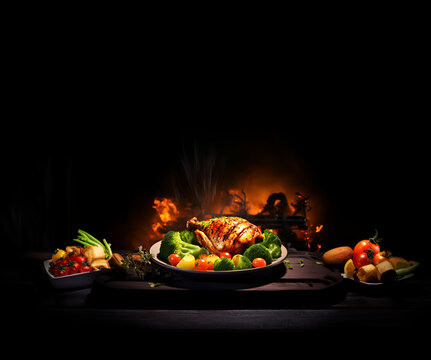 Delicious healthy and fresh food menu design ai generated