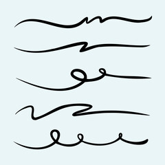 strokes, underlines, highlighter marker strokes, wave brush marks.