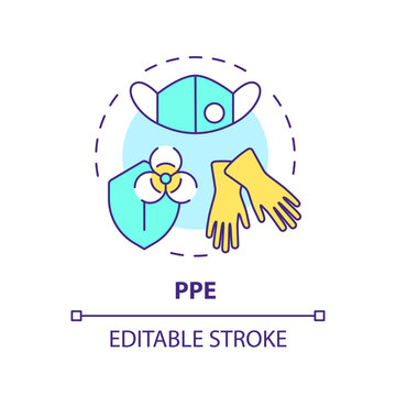 PPE multi color concept icon. Personal protective equipment. Risk assessment, industrial hygiene. Round shape line illustration. Abstract idea. Graphic design. Easy to use presentation, article
