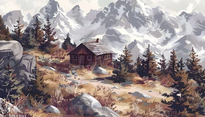 Foto op Canvas Background of the hut in the mountains © thiraphon