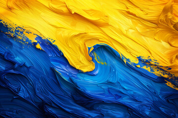 A blue and yellow wave with a blue background. The blue and yellow colors create a sense of harmony and balance