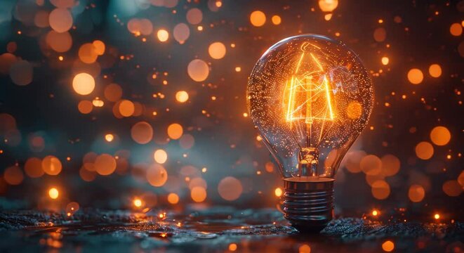 Electric light bulb bright polygonal connections