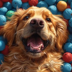 Graphic illustrating a dog s excitement as it recognizes words for its most cherished toys,...