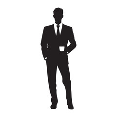 Businessman with coffee silhouette clipart background