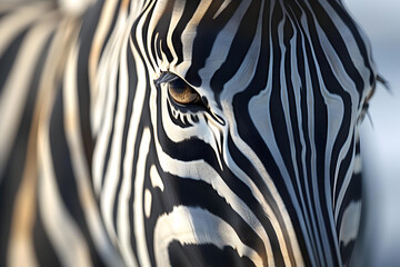 Illustration of a close up of a zebra - Created with generative ai
