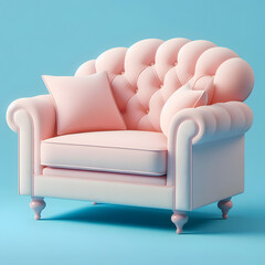 Sofa, pastel colors, isolated on a blue background, Modern stylish sofa, Furniture, interior object