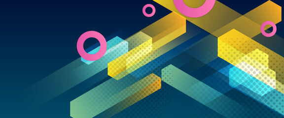 Blue pink and yellow vector abstract gradient geometrical shape modern banner. For website, banners, brochure, posters, flyer, card, and cover