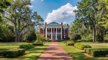 a professional photography photo of an upscale home in northern Mississippi on a sunny spring day 