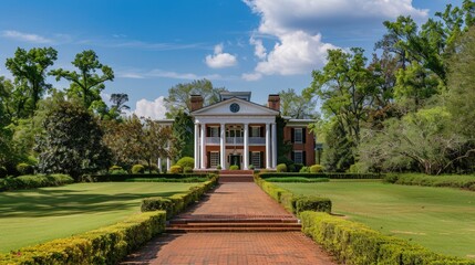 a professional photography photo of an upscale home in northern Mississippi on a sunny spring day 