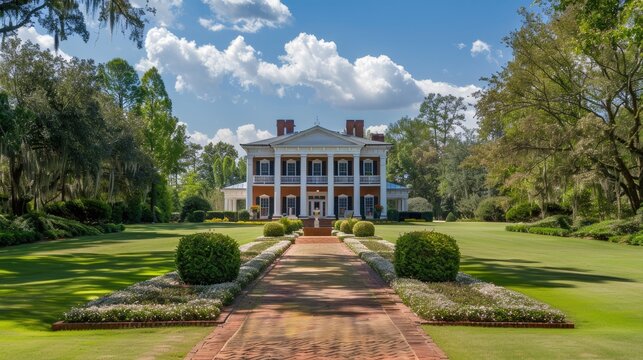 a professional photography photo of an upscale home in northern Mississippi on a sunny spring day  