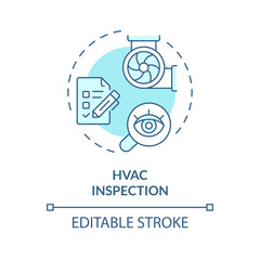 HVAC inspection soft blue concept icon. Regular checkups for ventilation system. Safety standards. Round shape line illustration. Abstract idea. Graphic design. Easy to use in promotional material