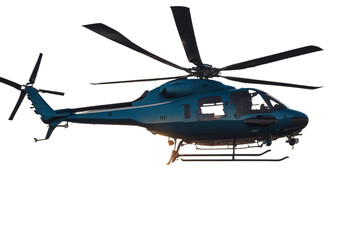 view front isolated helicopter heli rotor motor aircraft blade transport transportation hover flight engine aerial aviation craft fly flying white background red rescue