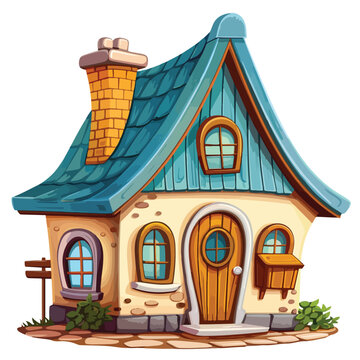 Little house building cartoon vector illustration 