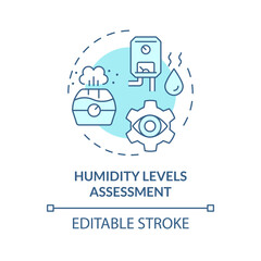 Humidity levels assessment soft blue concept icon. Air moisture. Indoor humidity checkup. Round shape line illustration. Abstract idea. Graphic design. Easy to use in promotional material