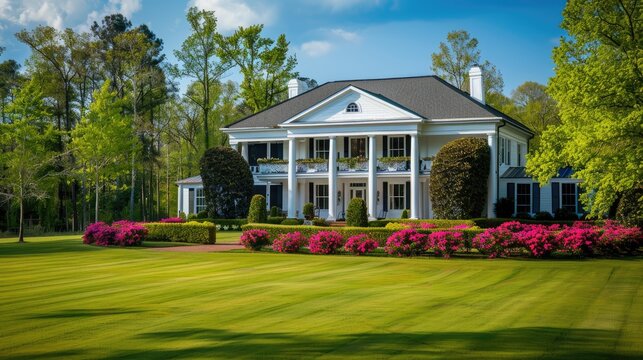a professional photography photo of an upscale home in northern Mississippi on a sunny spring day  