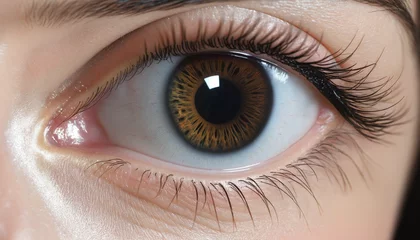 Fotobehang close up of a female eye eye  colorful background © Fukurou