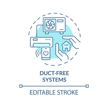 Duct free system soft blue concept icon. Ductless mini-split systems. HVAC system type. Round shape line illustration. Abstract idea. Graphic design. Easy to use in promotional material