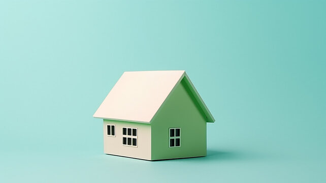 Isolated three-dimensional cardboard house, background postcard for sale and rental of suburban real estate