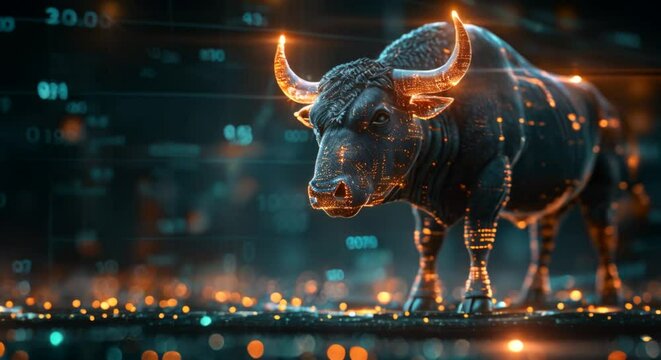 A minimalist chart showing a bullish trend, optimism in online trading, sleek