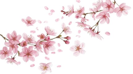 Obraz na płótnie Canvas Branch of pink blossoms isolated on white