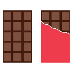 Chocolate bar on white background, vector illustration. Milk chocolate bar. eps10