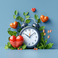 Illustration of a calendar, clock, and a heart, symbolizing the time management and emotional investment in parenting no contrast