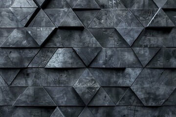 Abstract texture dark black gray background banner panorama long with 3d geometric triangular gradient shapes for website, business, print design template metallic metal paper pattern