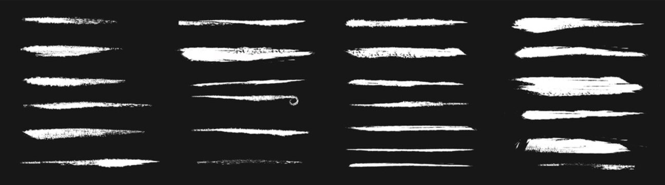 Vector set of artistic brushes, line strokes, brush marks. Creative pattern of designer dynamic strokes and lines