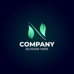 Letter N Leaf logo design | Professional N letter logo for your business