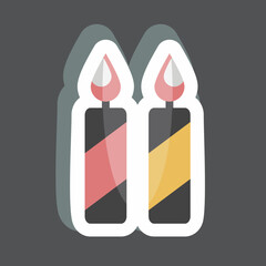 Two Candles Sticker in trendy isolated on black background