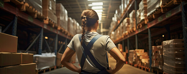 Female worker in warehous