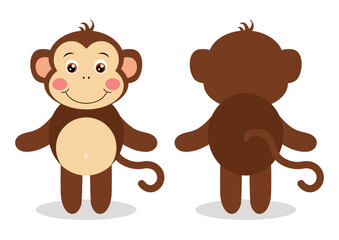 Cute monkey on front and back position