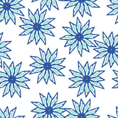 Blue green line circle flower, sunflower seamless repeat pattern, seamless design for fabric printing, print flower patter
