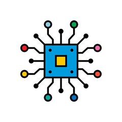 AI processor vector illustration. Artificial intelligence icon.