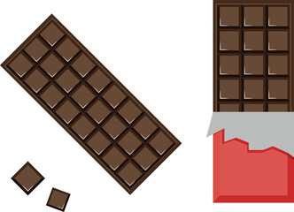 Realistic chocolate bar isolated on white background. Packaging. Mock up. Vector illustration.