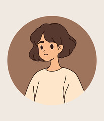 hand drawn people avatar, avatar of a girl in casual clothes, people avatar illustration